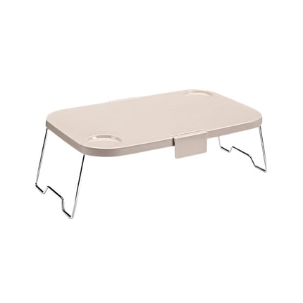 Faltbarer Bettisch Klapptisch Multifunktional Camping Tisch mit Beinen tragbar Beige