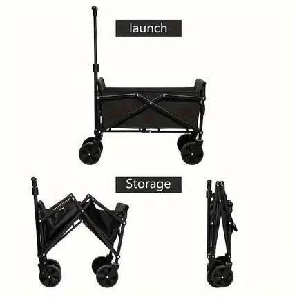 Faltbarer Bollerwagen XL Schwarz – 150 kg Traglast | Teleskop - Ziehgriff (höhenverstellbar) | Kompakt & robust (Bollerwagen) kaufen bei Linkreich – Jetzt entdecken!