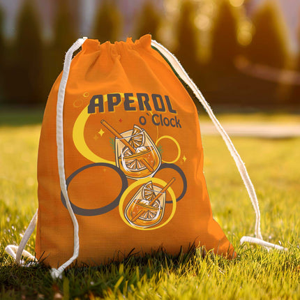 SEO. Farbiger Turnbeutel mit DTF - Druck - Aperol o'clock - Linkreich