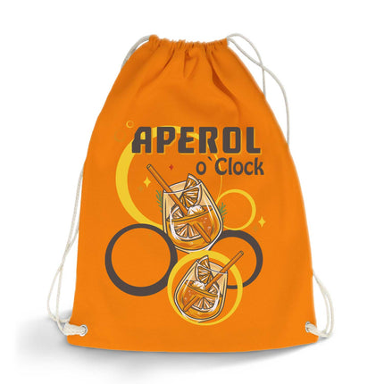 SEO. Farbiger Turnbeutel mit DTF - Druck - Aperol o'clock - Linkreich