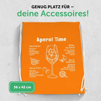 SEO. Farbiger Turnbeutel mit DTF - Druck - Aperol Rezepte - Linkreich