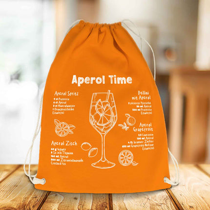 SEO. Farbiger Turnbeutel mit DTF - Druck - Aperol Rezepte - Linkreich