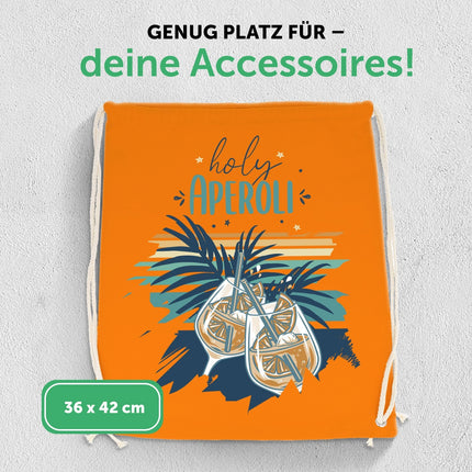 SEO. Farbiger Turnbeutel mit DTF - Druck - Holy Aperoli - Linkreich