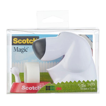 Scotch™ Tischabroller im Hunde Design C31 + Scotch® Magic™ unsichtbares Klebeband, 19 mm x 8,89 m, 1 Rolle/Packung | Packung (1 Stück)