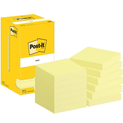 Post-it® Notes, Gelb, 76 mm x 76 mm, 100 Blatt/Block, 12 Blöcke/Packung, Kartonverpackung, 100% PEFC | Packung (1 Stück)