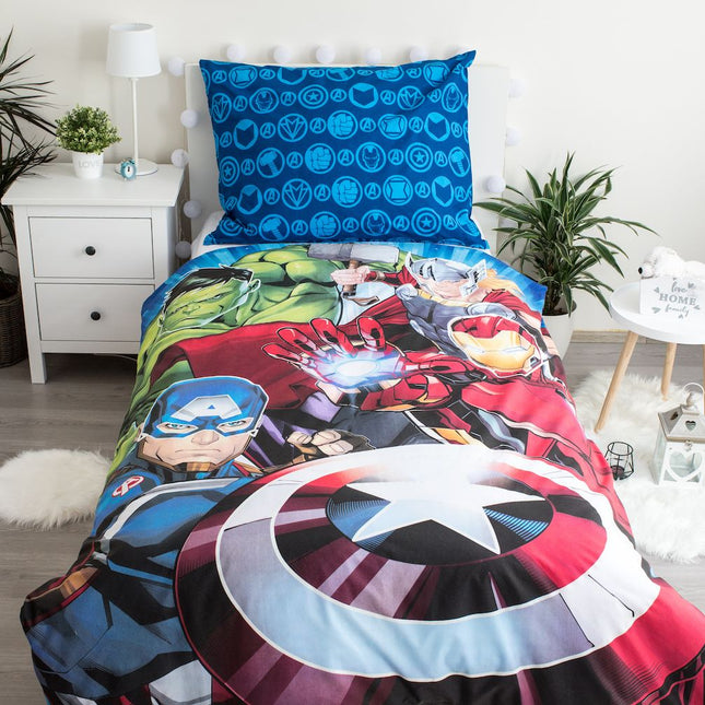 Marvel Avengers Bettwäsche - 140x200 cm Kissen und Decke mit Leuchteffekt