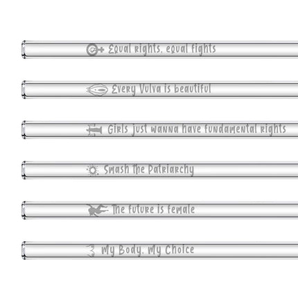 Feminismus Edition – 6 Stück mit starken Female Statements (Glastrinkhalme) kaufen bei Linkreich – Jetzt entdecken!