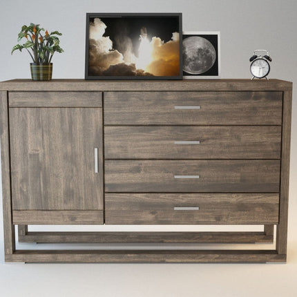 SEO. FERARRA Massivholz Schubladen Kommode - Light - Wenge Linkreich
