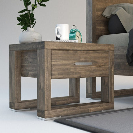 SEO. FERRARA Massivholz Nachttisch - Light - Wenge Linkreich