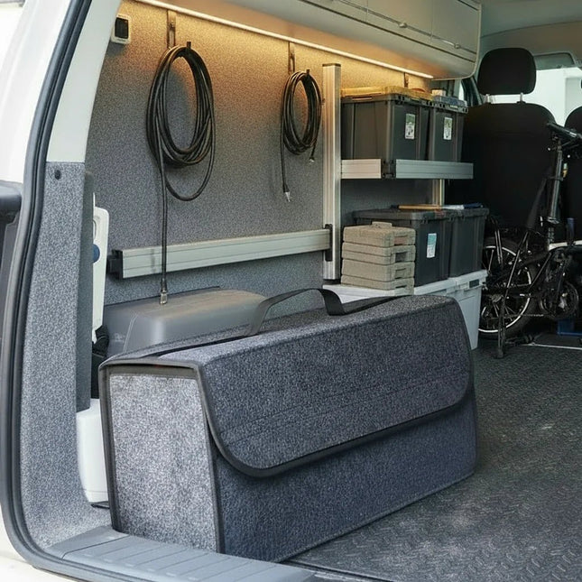 SEO. Filz Auto Organizer – Faltbare Tasche Grau für Camper - Linkreich