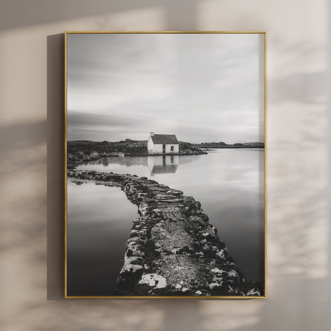 Fisherman’s Bothy, Connemara – Black and White Ireland Wall Art Print