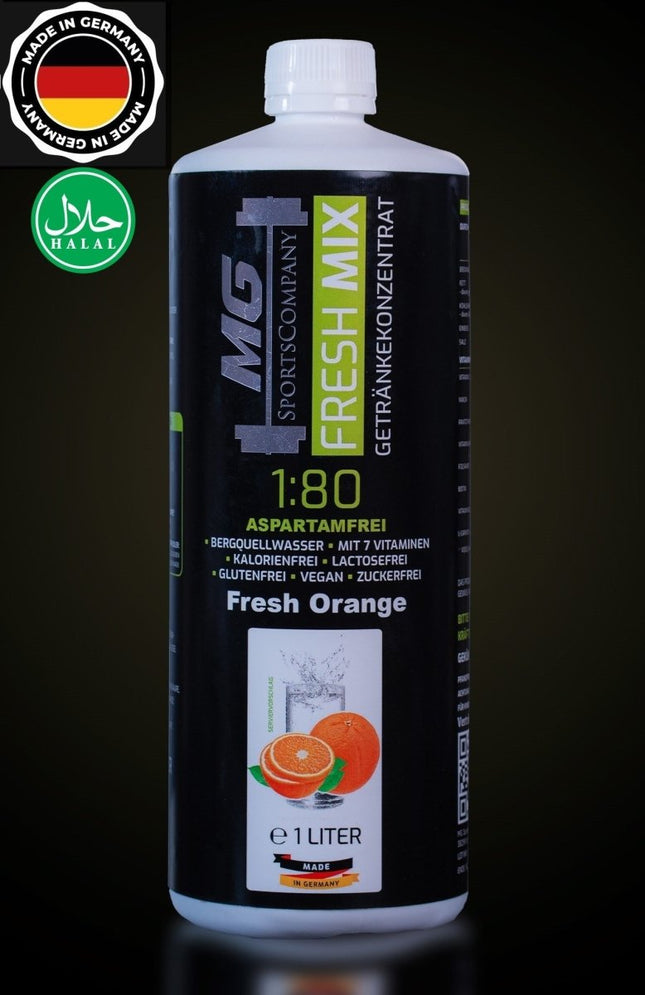 SEO. Fitness Getränkekonzentrat - Fresh Orange - mit 7 wertvollen Vitaminen ergibt 80 Liter - 1 L - Einzeln Linkreich