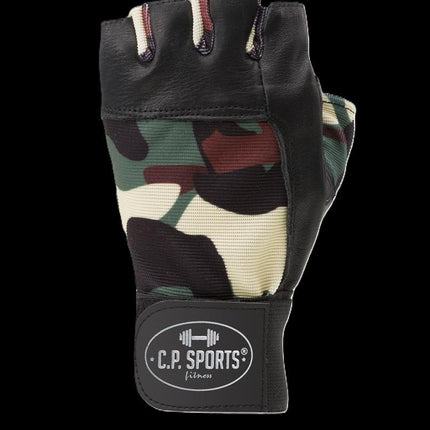 SEO. Fitness Handschuhe Leder mit Bandage - C.P. Sports F - 5 - Camo Grün Linkreich