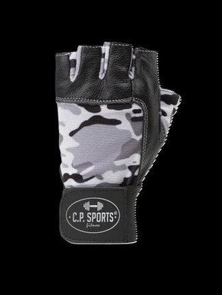 SEO. Fitness Handschuhe Leder mit Bandage - C.P. Sports F - 5 - Camo Weiß Linkreich