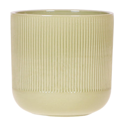 Flare Dekotopf Green – Ø12cm – Grüner Blumentopf mit Rillenstruktur – Retro - Design im Stil der Bold Seventies – Für Innenräume & stilvolle Pflanzenpräsentation (Plant) kaufen bei Linkreich – Jetzt entdecken!