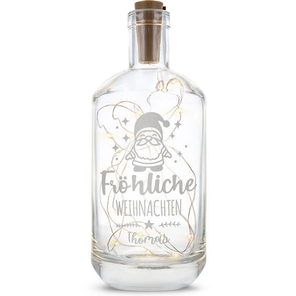SEO. Flaschenlicht mit LED - Lichterkette im Fröhliche Weihnachten Santa Design - Personalisiert mit Namen - Linkreich