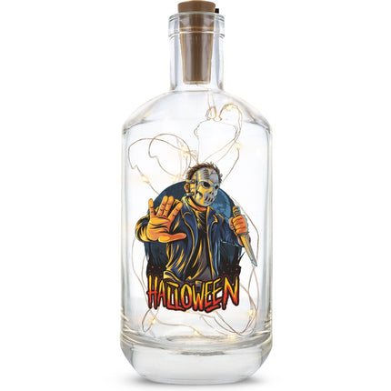 SEO. Flaschenlicht mit LED - Lichterkette im Halloween Slasher UV Design - Linkreich