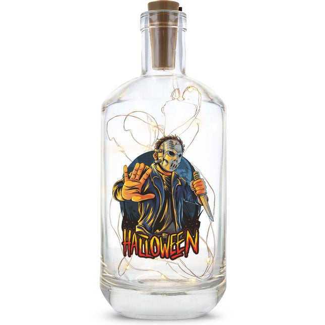 SEO. Flaschenlicht mit LED - Lichterkette im Halloween Slasher UV Design - Linkreich