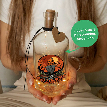 SEO. Flaschenlicht mit LED - Lichterkette im Halloween Vogelscheuche V1 UV Design - Linkreich