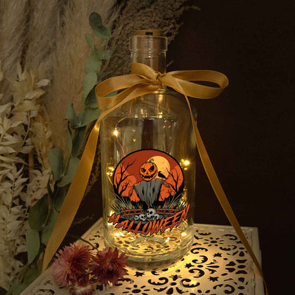 SEO. Flaschenlicht mit LED - Lichterkette im Halloween Vogelscheuche V1 UV Design - Linkreich