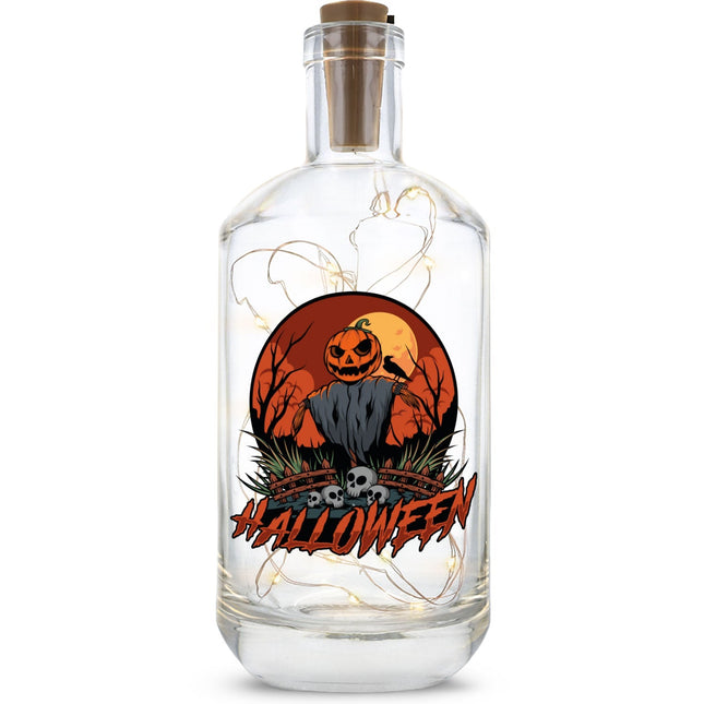 SEO. Flaschenlicht mit LED - Lichterkette im Halloween Vogelscheuche V1 UV Design - Linkreich