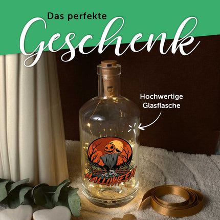 SEO. Flaschenlicht mit LED - Lichterkette im Halloween Vogelscheuche V1 UV Design - Linkreich