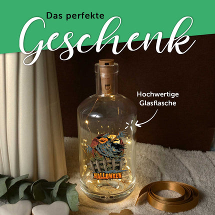 SEO. Flaschenlicht mit LED - Lichterkette im Halloween Vogelscheuche V2 UV Design - Linkreich