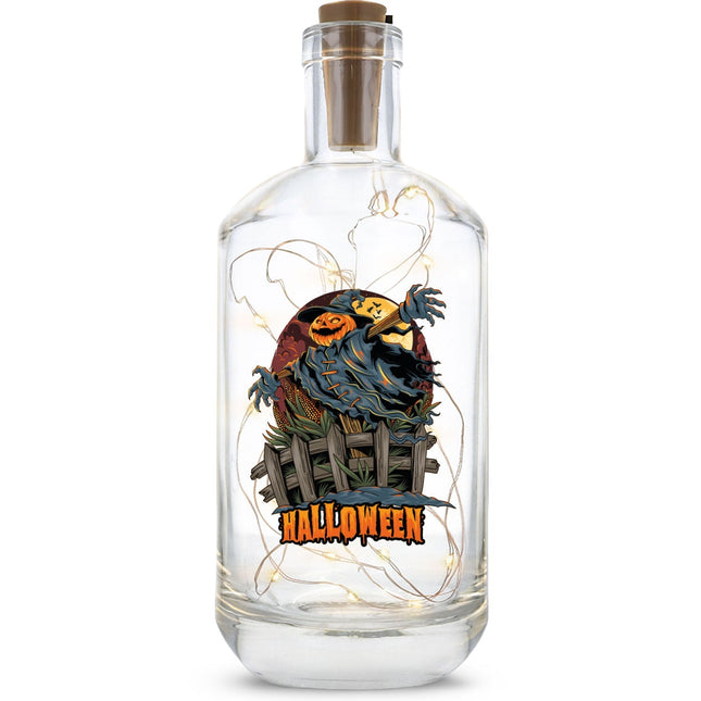 SEO. Flaschenlicht mit LED - Lichterkette im Halloween Vogelscheuche V2 UV Design - Linkreich