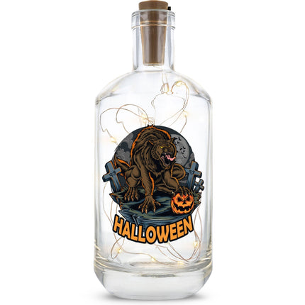 SEO. Flaschenlicht mit LED - Lichterkette im Halloween Werwolf V1 UV Design - Linkreich