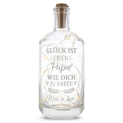 SEO. Flaschenlicht mit LED - Lichterkette und Gravur "Glück ist einen Papa wie dich zu haben" - Linkreich