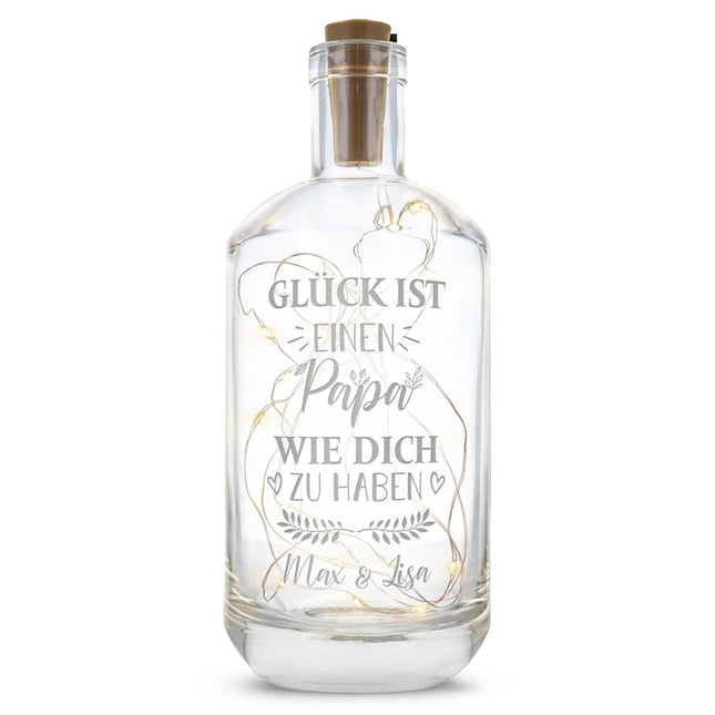 SEO. Flaschenlicht mit LED - Lichterkette und Gravur "Glück ist einen Papa wie dich zu haben" - Linkreich