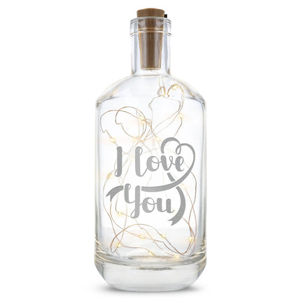 SEO. Flaschenlicht mit LED - Lichterkette und Gravur "I love you" - Linkreich