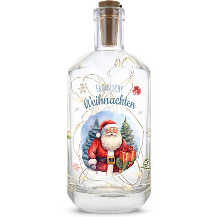 SEO. Flaschenlicht mit LED - Lichterkette und UV Druck - Weihnachtsmann Design - Weihnachtsdekoration - Linkreich