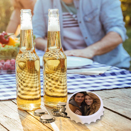 SEO. Flaschenöffner mit UV Druck - Foto Motiv - Personalisiert mit eigenem Bild - Kronkorken Linkreich