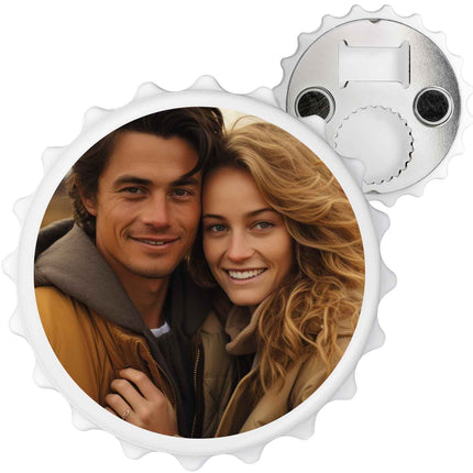 SEO. Flaschenöffner mit UV Druck - Foto Motiv - Personalisiert mit eigenem Bild - Rund Linkreich