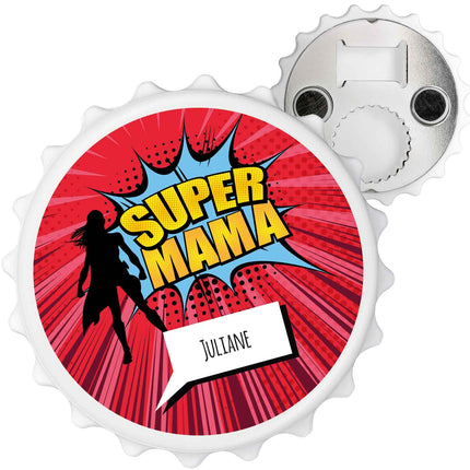 SEO. Flaschenöffner mit UV Druck - Superhelden Design - Personalisiert mit Namen - Mama Linkreich