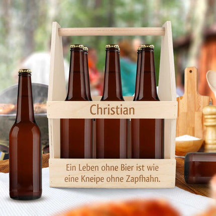 SEO. Flaschenträger aus Holz für 6 Flaschen - Linkreich