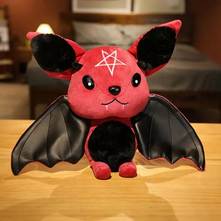 SEO. Fledermaus Kuscheltier 30 cm - Rot - Schwarz Plüschtier Stern Stofftier - Linkreich