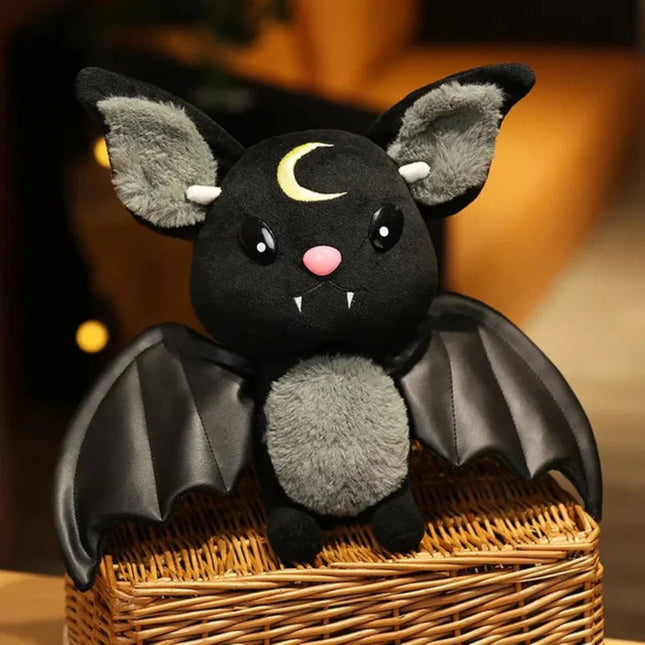 SEO. Fledermaus Kuscheltier 30 cm - Schwarz Plüschtier Mond Nacht Stofftier - Linkreich