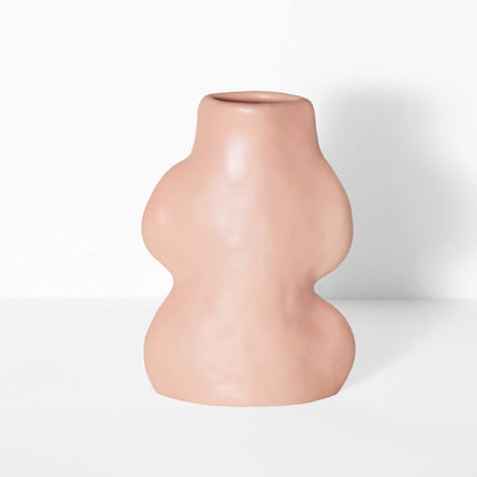 Fluxo Keramikvase klein Rosa – Handgemachte Blumenvase 9x5x14cm – Moderne Deko Vase aus Portugal – Designvase für Trockenblumen & Schnittblumen