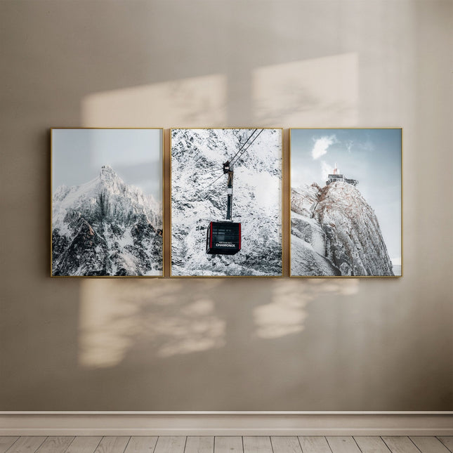 Aiguille du Midi Wall Art Set of 3 - Mountain Triptych Prints