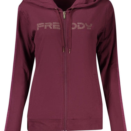 SEO. FREDDY Sweatshirt Damen mit Reißverschluss – Hoodie mit Strass-Applikation - Violett Linkreich