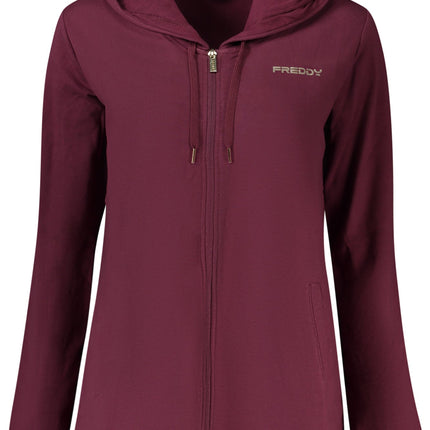 FREDDY Damen-Sweatshirt mit Reißverschluss – Lila Hoodie für Herbst/Winter