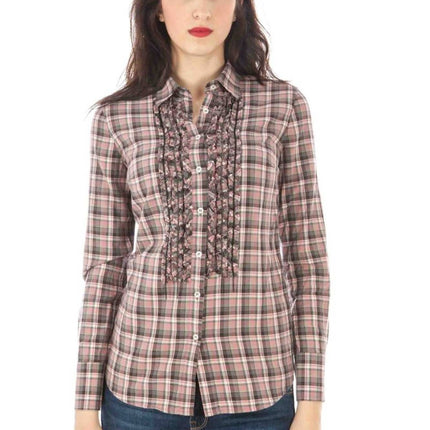 FRED PERRY Damen Langarmhemd Rosa – Italienischer Kragen aus 100% Baumwolle
