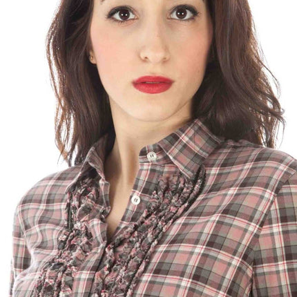 FRED PERRY Damen Langarmhemd Rosa – Italienischer Kragen aus 100% Baumwolle