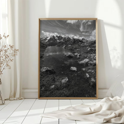 Lac de la Flégère Chamonix Wall Art – Black & White Alpine Photography Print