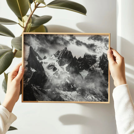 Needles of Chamonix Black and White Photography Wall Art