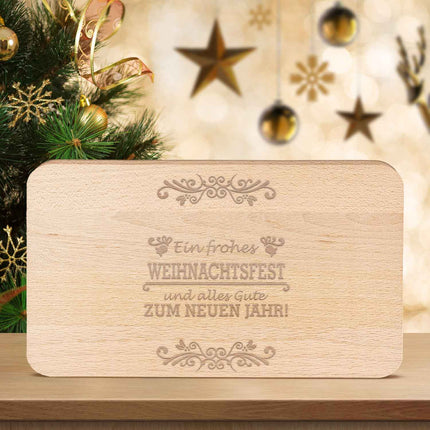 SEO. Frühstücksbrettchen aus Holz mit Gravur - Ein frohes Weihnachtsfest - Weihnachtsdeko - Linkreich