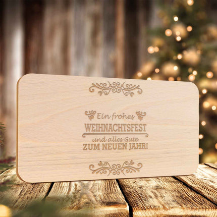 SEO. Frühstücksbrettchen aus Holz mit Gravur - Ein frohes Weihnachtsfest - Weihnachtsdeko - Linkreich