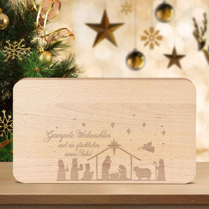 SEO. Frühstücksbrettchen aus Holz mit Gravur - Gesegnete Weihnachten - Weihnachtsdeko - Linkreich